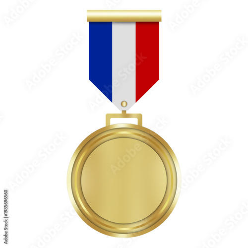 Luxury Gold Medal with Ribbon on Transparent Background – Award Badge for School Graduation, Sports Events and Corporate Awards, Certificate Seal Icon, Achievement Medal Clip Art PNG