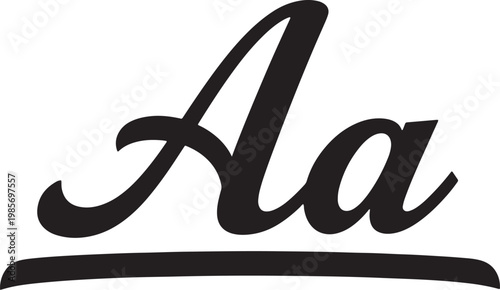 Aa letter in cursive script with underline symbol