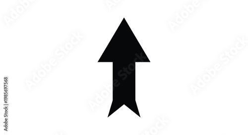 Konstfotografi A stark black arrow points directly upwards against a plain white background cre