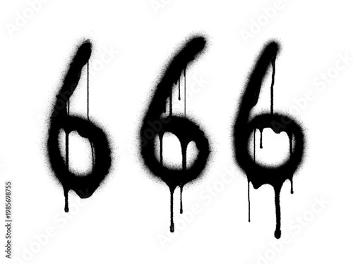 666 spray-paint graffiti texture - dripping grunge paint isolated 