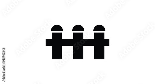 A simple black graphic depicts a section of picket fence showcasing a stark contrasting silhouette high quality professional