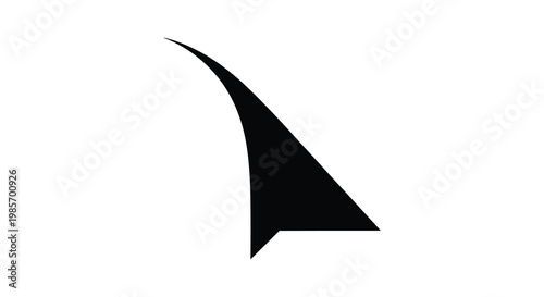 A stark minimalist image depicting a sharply angled dark shape against a plain white background a striking silhouette