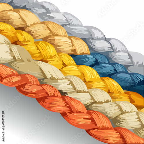 Ein lebendiges Arrangement aus farbenfrohen Seilen in unterschiedlichen Farben und Texturen