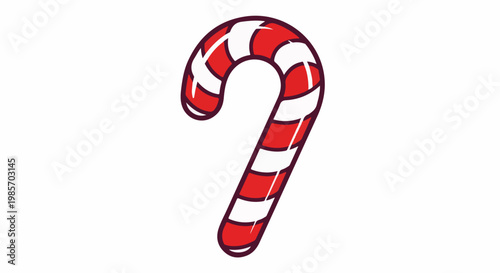 A red and white striped candy cane with a dark border