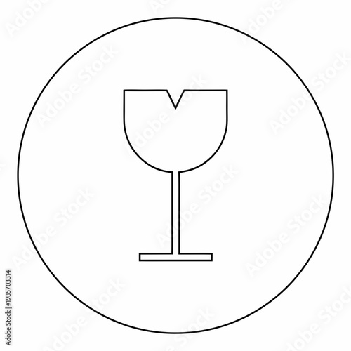 Fragile Symbol Vector Line Icon for Packaging and Shipping Labels