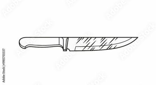 A simple line drawing of a kitchen knife with a curved blade and handle
