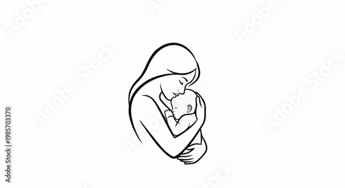 A mother lovingly holds her baby in a tender embrace