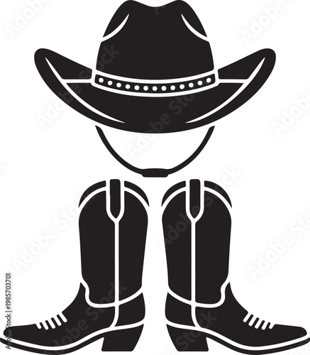 Cowboy hat boots icon