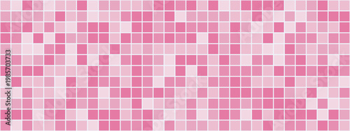 Bathroom checkered background with tile pink banner and grid pool pattern. Toilet ceramic vector with square abstract mosaic and white scene kitchen. Texture wall bathroom with bright glossy tile.