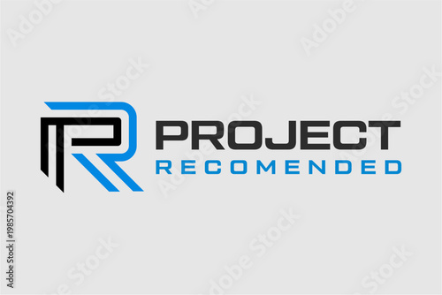 abstract initial PR with text Project Recommended vector Logo Design Template.