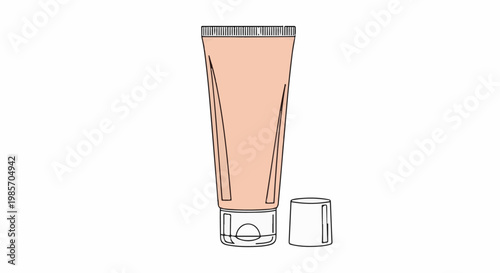 A light peach colored tube with a black cap lies next to it