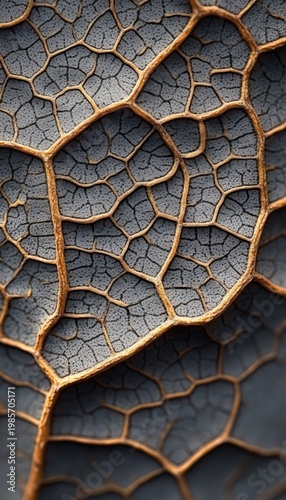 Detailed Close-Up of an Aged Leaf with Intricate Cellular Divisions and Unique Textured Surface