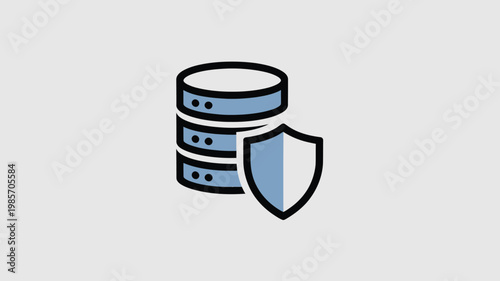 Cybersecurity Shield Server Database Icon for Data Protection and Secure Network Infrastructure