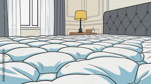 Comfortable Bed with Soft White Pillows
