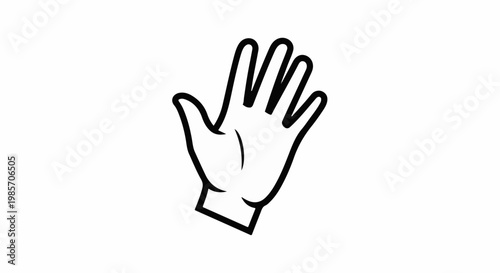 A simple black and white outline of an open hand, palm facing forward