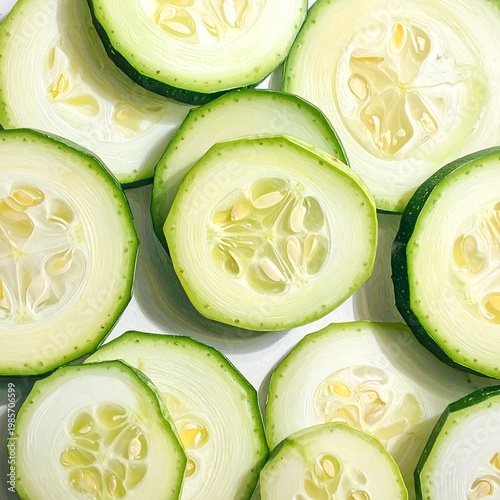 Sliced green vegetables on white surface