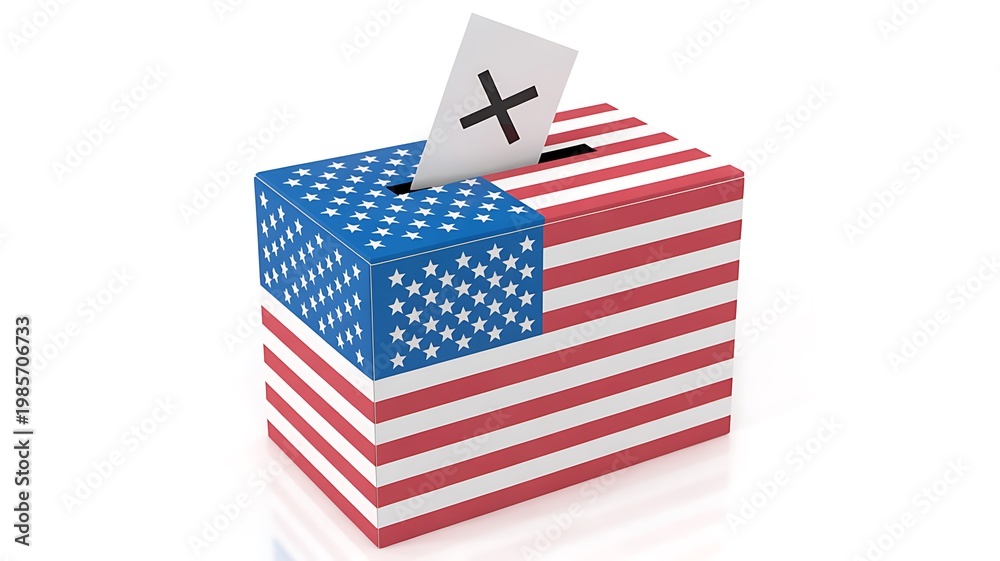 Fototapeta premium American flag ballot box, voting box, US election, democracy symbol