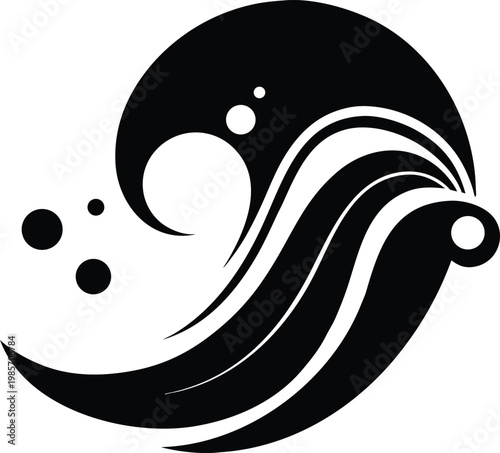 The Yin-Yang Symbol with Dynamic Swirls and Celestial Bodies Vector, illustration