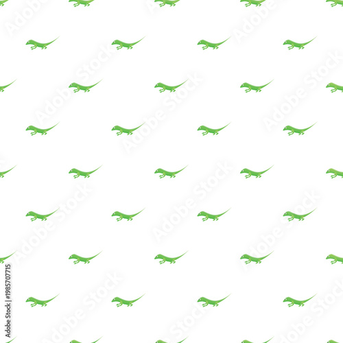 Green lizards creating a seamless repeating pattern on a white background