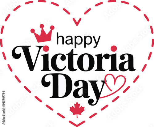 vibrant victoria day greeting with heart and red maple leaves design