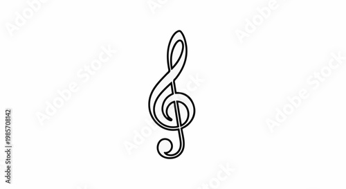A simple, elegant black and white outline of a treble clef