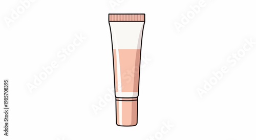 A simple illustration of a peach colored cosmetic squeeze tube