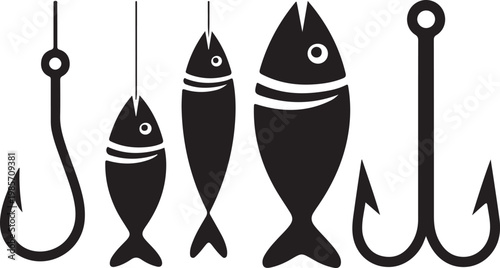 Fishing hooks and fishes