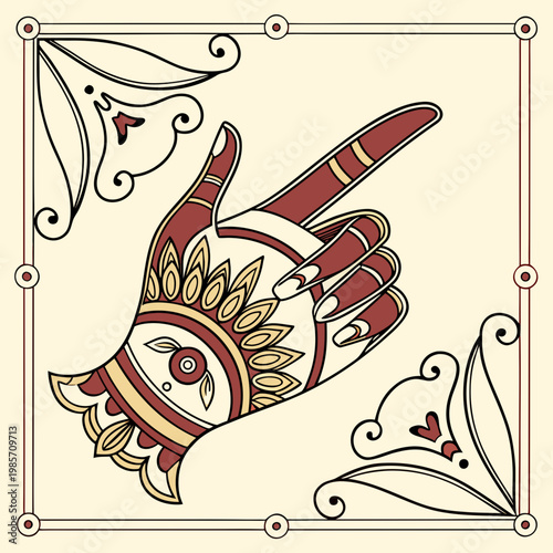 Indian hand gesture mudra pointing symbol design.