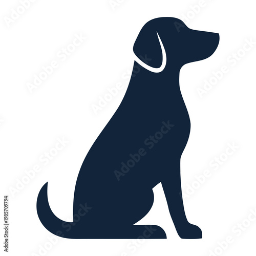 Sitting dog silhouette profile view  simple pet icon design icon