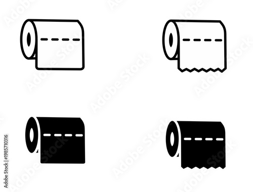 Vector illustration of tissue toilet roll icons set 