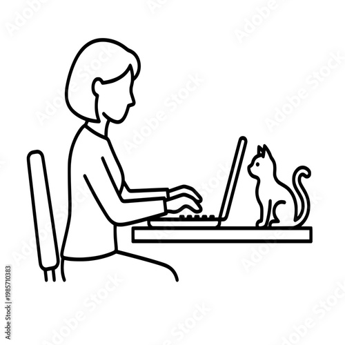 young woman working on laptop