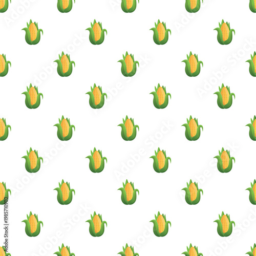Corn cobs repeating on a white background creating a seamless pattern