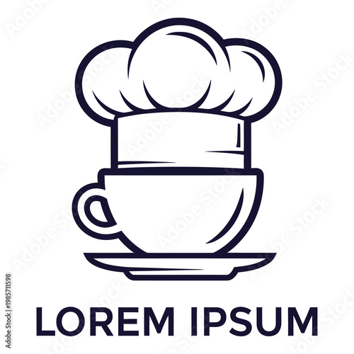 Chef hat on top of a cup and saucer icon icon