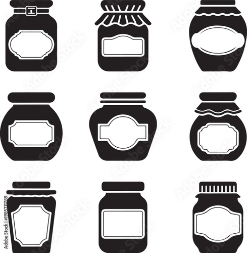 Glass jar icon vector set. bottle illustration sign collection. conservation symbol on white background