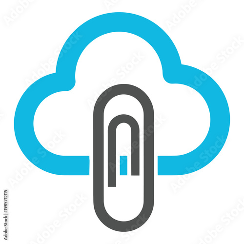 Cloud storage security padlock icon with blue cloud and gray lock icon
