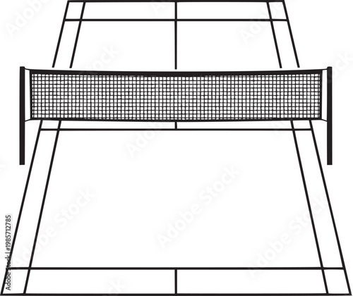 Stylized drawing of a badminton court with a net badminton illustration boundary competition