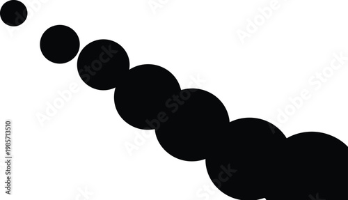 Black ellipses in a diagonal line minimalist abstract graphic design