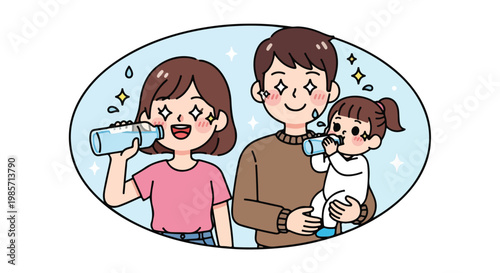 Happy family with children and pet dog enjoying outdoor day with smiles and playful atmosphere