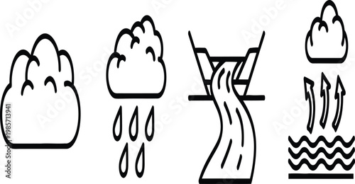 Ancient egyptian hieroglyphs depictions of water and related elements