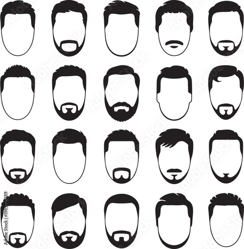 Hipster hair style and beards, Men fashion vector for barbershop and logo template