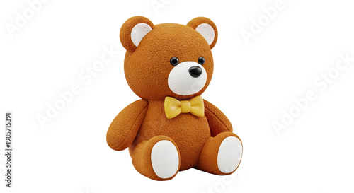 Cute Teddy Bear with Yellow Bow Tie