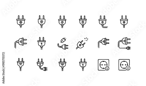 Minimal notification bell icon set with alert and message reminder symbols for UI and social media design