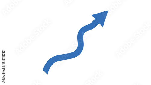 Blue Curved Arrow Rising Up