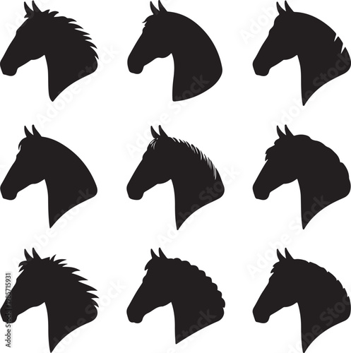 Quadro su tela Horse head vector silhouettes