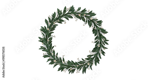 Green Leafy Wreath with Small White Flowers