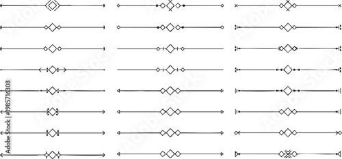 Geometric decorative dividers with diamond shapes and lines.
