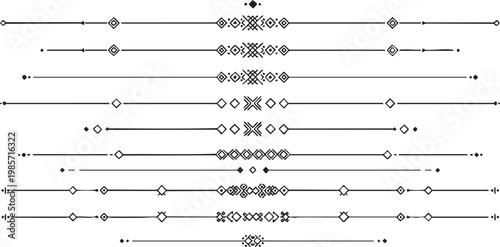 Ethnic decorative dividers with geometric and diamond patterns.