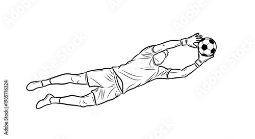 Soccer Goalkeeper in Diving Save Motion.