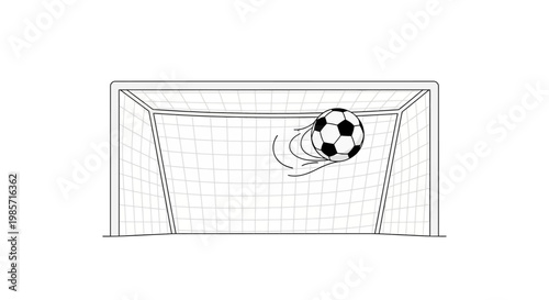 Soccer ball in goal net.