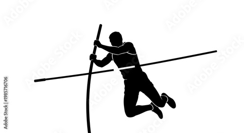 Man doing pole vault.